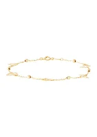 Butterfly with Bead Station Bracelet in 14K Yellow Gold