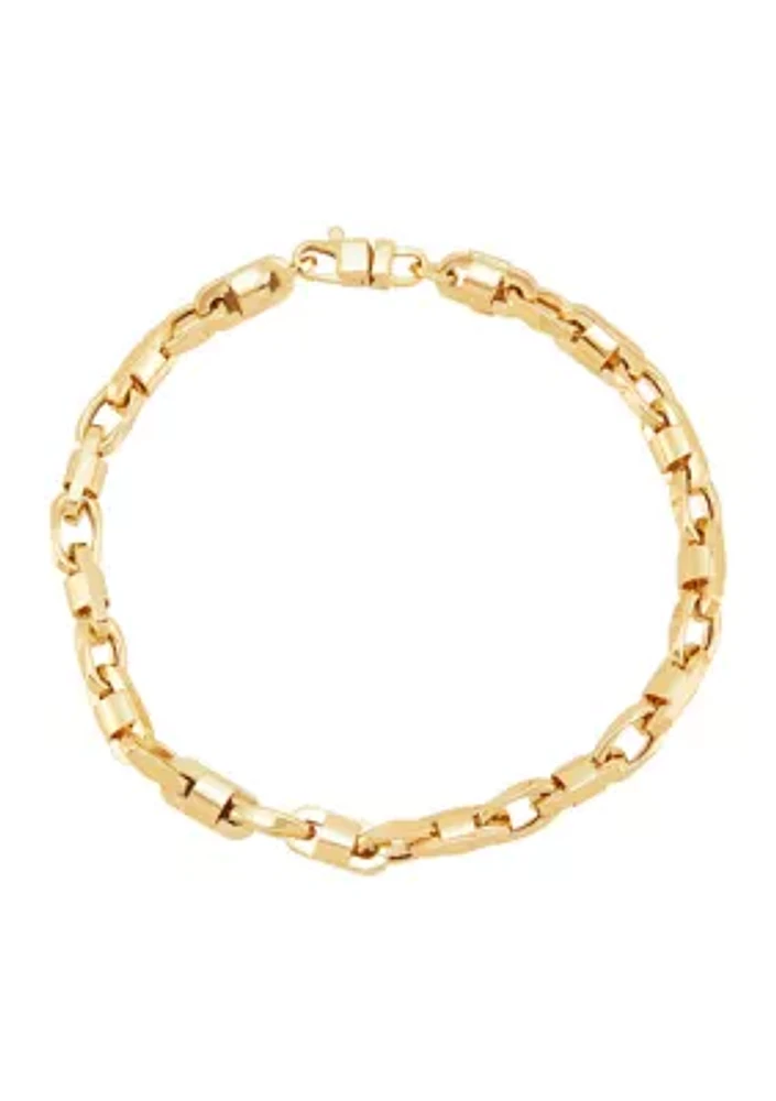 Hollow Alternate Marina and Oval Link Bracelet in 14K Yellow Gold