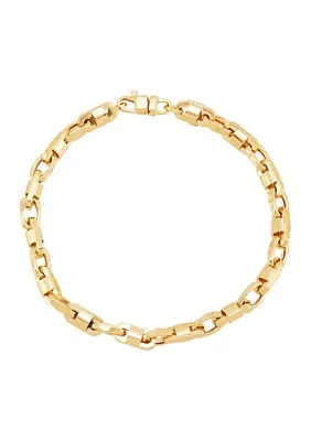 Hollow Alternate Marina and Oval Link Bracelet in 14K Yellow Gold