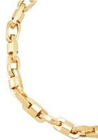 Hollow Alternate Marina and Oval Link Bracelet in 14K Yellow Gold