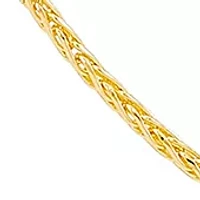 Solid Round 12 Side Wheat Chain in 14K Yellow Gold