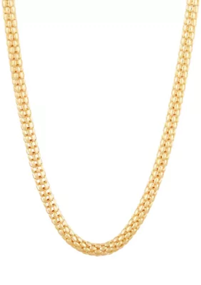 14K Yellow Gold 4.5 Millimeter Hollow Popcorn Chain Necklace