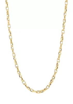 6 x 4 Millimeter Nugget Link Chain Necklace in 14K Yellow Gold