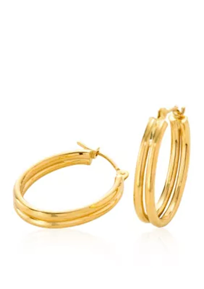 14K Yellow Gold Double Hoop Earrings