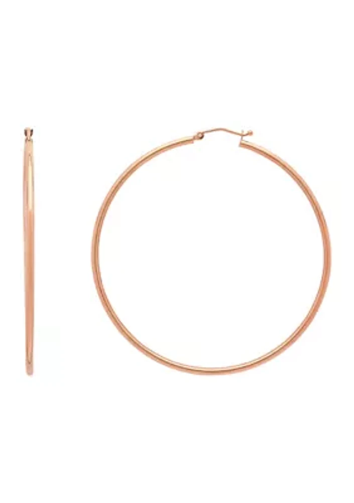 2 x 60 Millimeter Tube Hoop Earrings in 14K Rose Gold