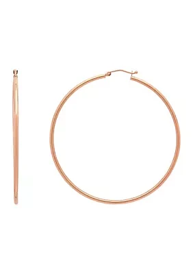 2 x 60 Millimeter Tube Hoop Earrings in 14K Rose Gold