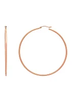 2 x 60 Millimeter Tube Hoop Earrings in 14K Rose Gold