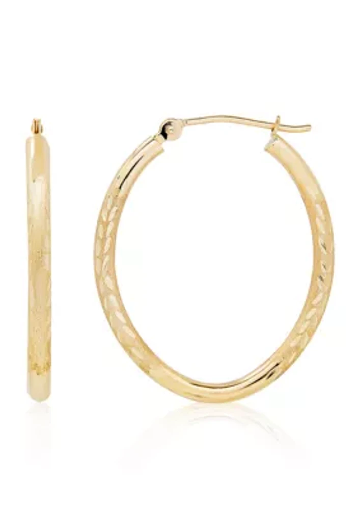 Oval Hoop Earrings in 14K Yellow Gold