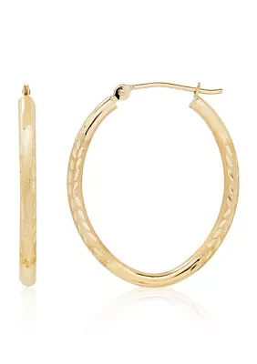 Oval Hoop Earrings in 14K Yellow Gold