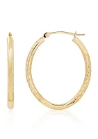 Oval Hoop Earrings in 14K Yellow Gold