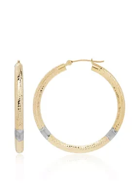 Chevron Hoop Earrings in 14K Yellow Gold