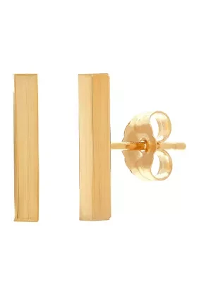 Polished Square Stick Earrings in 14K Gold