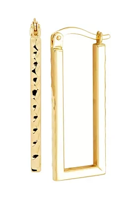 Rectangular Design Hoop Earrings in 14K Yellow Gold