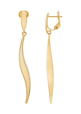 14K Yellow Gold Swirl Bar Drop Earrings