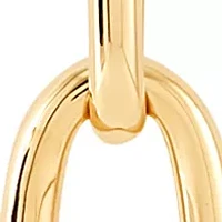 Hollow Grad Oval Link Drop Earrings in 14K Yellow Gold