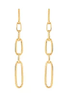 Hollow Grad Oval Link Drop Earrings in 14K Yellow Gold