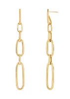 Hollow Grad Oval Link Drop Earrings in 14K Yellow Gold