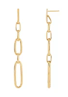 Hollow Grad Oval Link Drop Earrings in 14K Yellow Gold