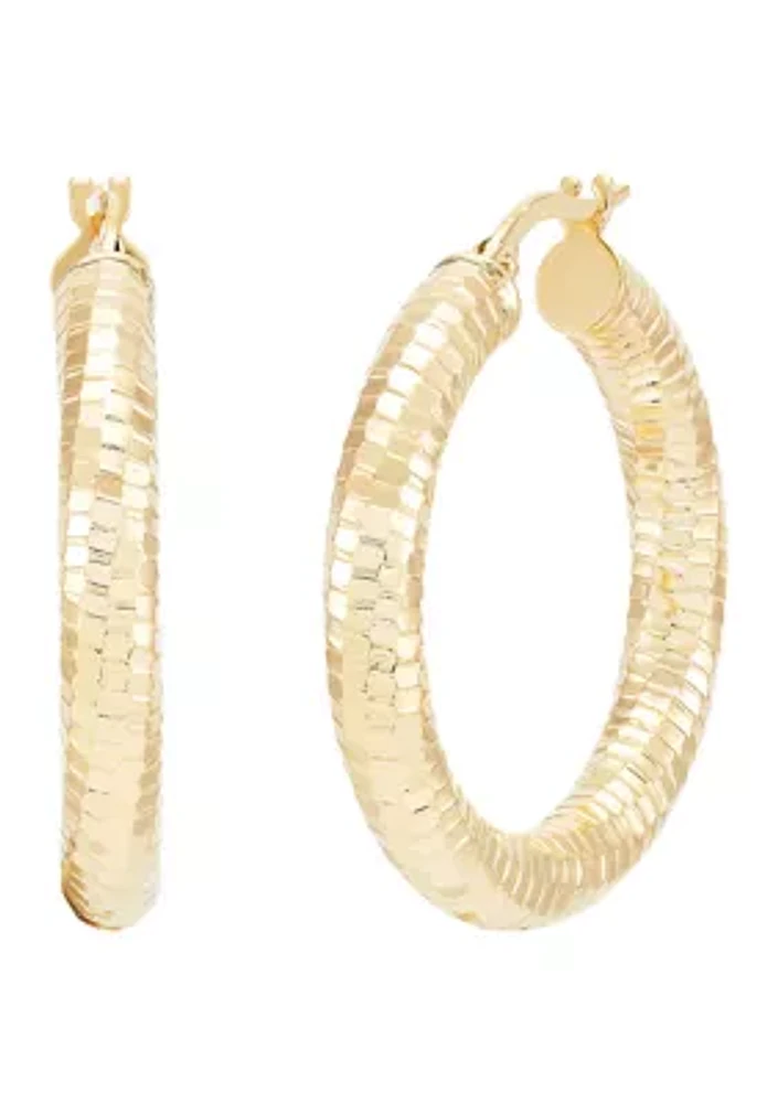 4 x 28 Millimeter Tube Hoop Earrings in 14K Yellow Gold