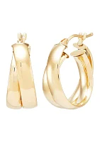 15 Millimeter Bold Double Hoop Earrings in 14K Yellow Gold