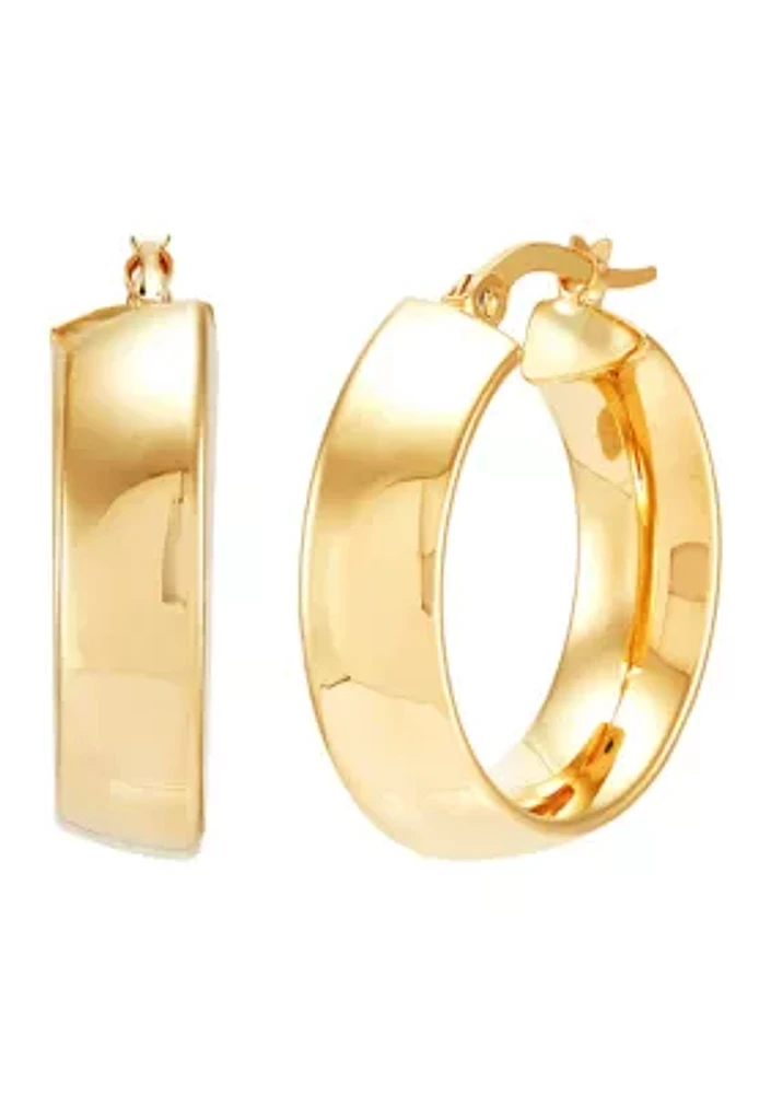 6 x 15 Millimeter Tube Hoop Earrings in 14K Yellow Gold