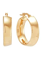 6 x 15 Millimeter Tube Hoop Earrings in 14K Yellow Gold