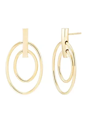 Graduated Double Oval Dangle Earrings in 14K Yellow Gold