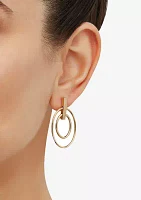 Graduated Double Oval Dangle Earrings in 14K Yellow Gold