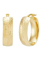 7 x 19 Millimeter Spiga Hoop Earrings in 14K Yellow Gold