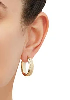 7 x 19 Millimeter Spiga Hoop Earrings in 14K Yellow Gold