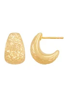 Chunky J Hoop Earrings in 14K Yellow Gold