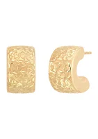 Chunky J Hoop Earrings in 14K Yellow Gold