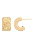 Chunky J Hoop Earrings in 14K Yellow Gold