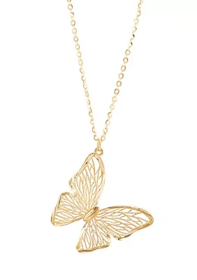 Slanted Butterfly Necklace in 14K Yellow Gold