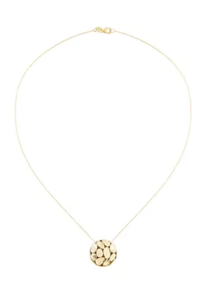 Patterned Disk Necklace in 14K Yellow Gold