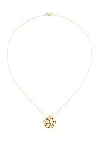 Patterned Disk Necklace in 14K Yellow Gold