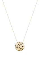 Patterned Disk Necklace in 14K Yellow Gold