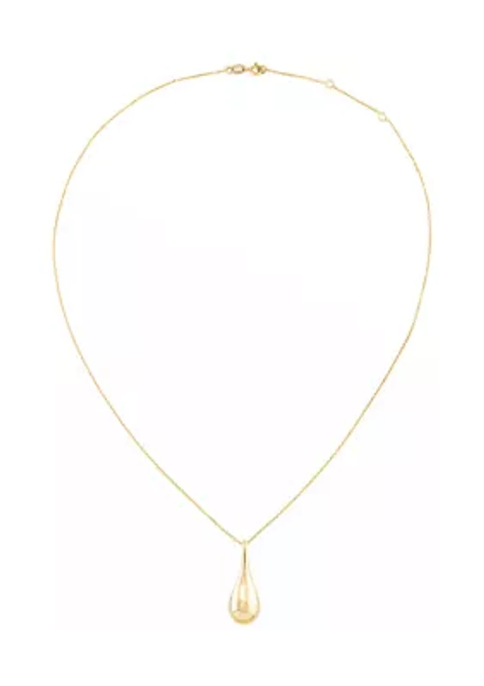 Puffed Raredrop Necklace in 14K Yellow Gold