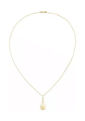 Puffed Raredrop Necklace in 14K Yellow Gold