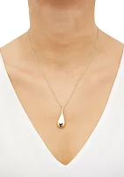 Puffed Raredrop Necklace in 14K Yellow Gold