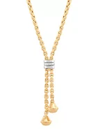 Rondell Lariat Cable Chain Necklace in 14K Two Tone Gold