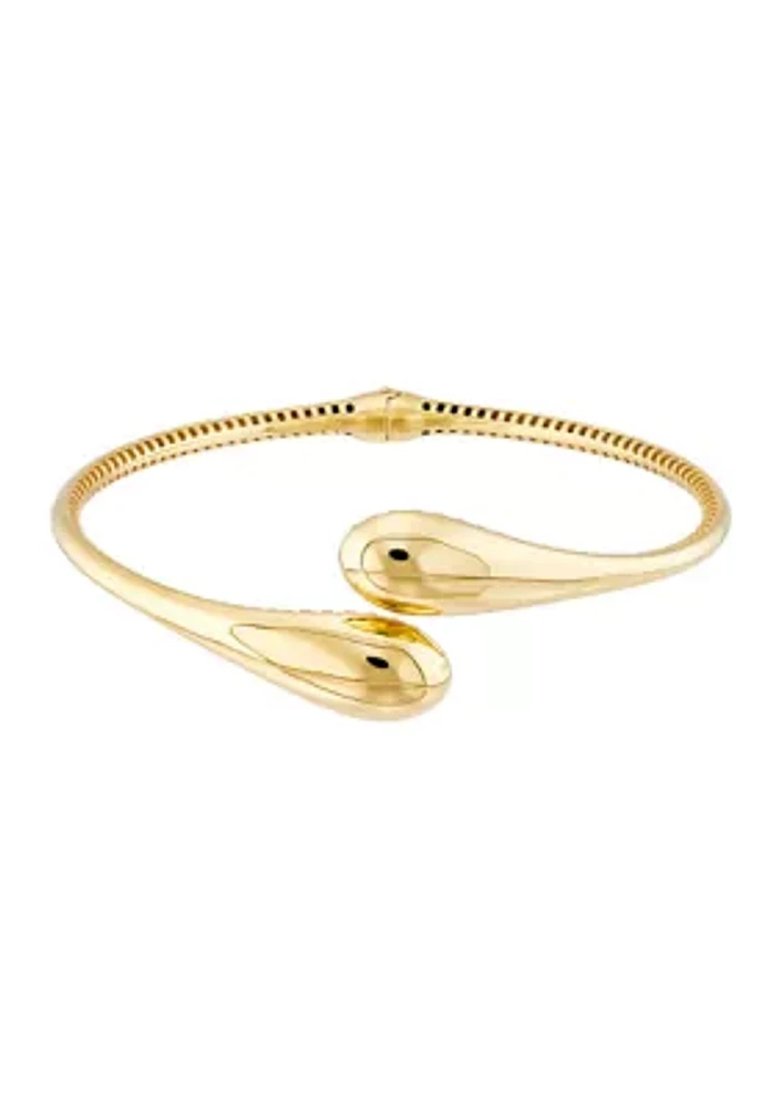 Tear Shape Bangle Cuff Bracelet in 14K Yellow Gold