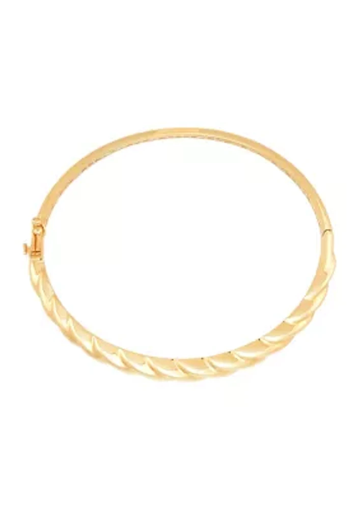 Shrimp Design Hinge Bangle Bracelet in 14K Yellow Gold