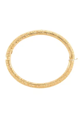 Hinged Web Design Bangle Bracelet in 14K Yellow Gold