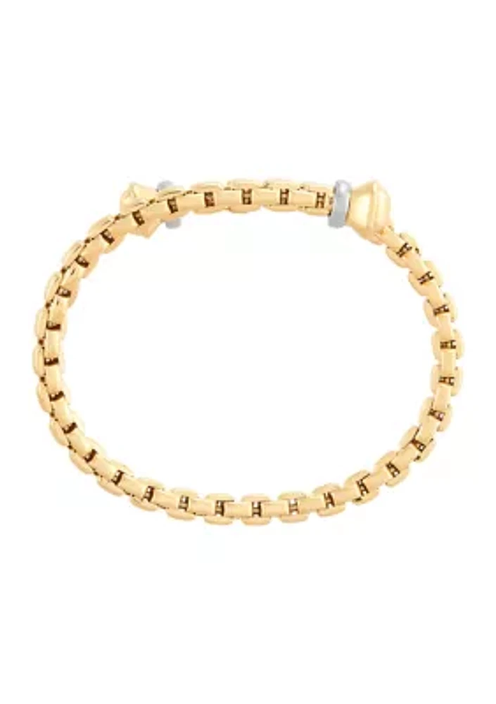 Bypass Design Bangle Bracelet in 14K Two Tone Gold