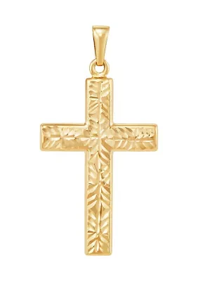 Hollow Reversible Cross Pendant in 14K Yellow Gold