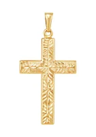 Hollow Reversible Cross Pendant in 14K Yellow Gold