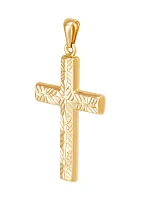 Hollow Reversible Cross Pendant in 14K Yellow Gold