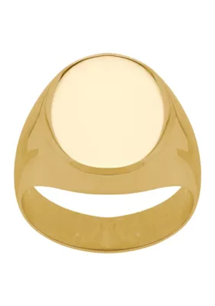 Oval Signet Band Ring in 14K Yellow Gold