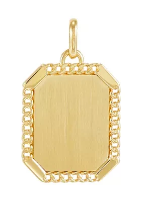 Stain Dog Tag Pendant in 14K Yellow Gold